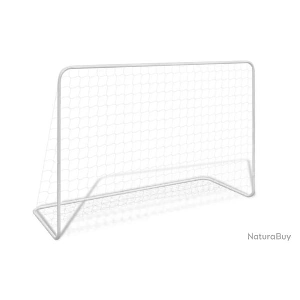 But football acier blanc 182x61x122 cm avec filet r�sistant intemp�ries