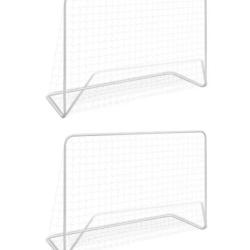 But football acier blanc 182x61x122 cm avec filet r&eacute;sistant intemp&eacute;ries 2pcs