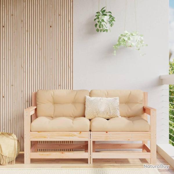 Canap�s d'angle de jardin 2 pcs bois de pin massif