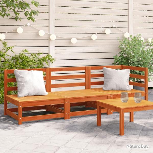 Canap� de jardin 3 places cire marron bois de pin massif