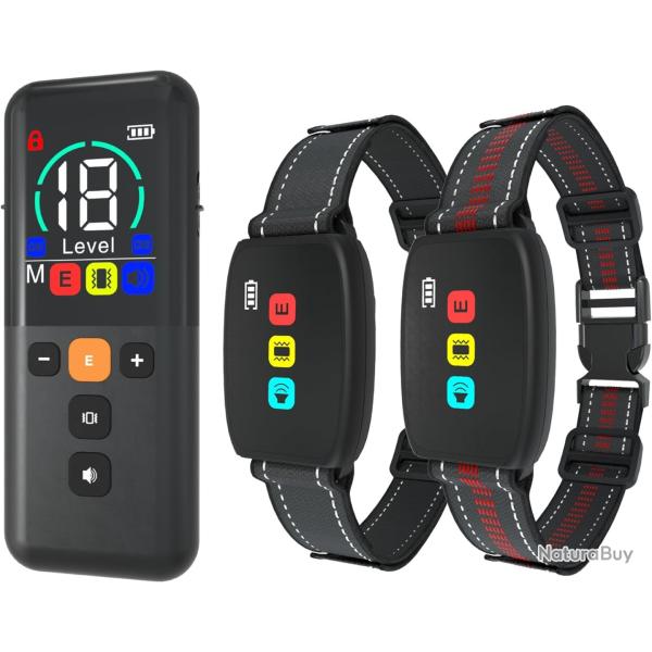 Colliers Dressage Chien 2 Pcs Port�e 3000m 3 Modes Bip Vibration Choc �lectrique �tanche IPX67