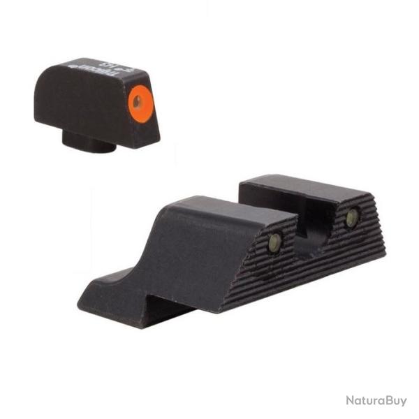 Hausse + guidon TRIJICON HD XR Vert/Orange pour GLOCK 17, 17L, 19, 22, 23, 24, 25, 26, 27, 28, etc..