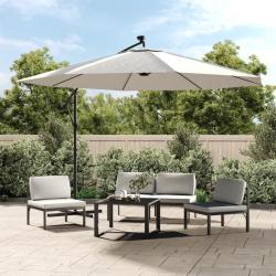 Parasol de jardin en porte-&agrave;-feux et lumi&egrave;res LED m&acirc;t en m&eacute;tal