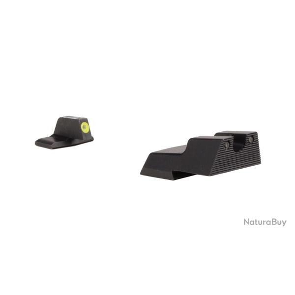 Hausse + guidon TRIJICON HD XR Vert/Jaune pour H&K 45C, .45C Tactical, P30, P30L, P30SK et VP9.