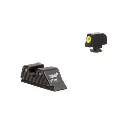 Hausse + guidon TRIJICON HD XR Vert/Jaune pour GLOCK 17MOS, 19MOS, 34MOS, 45MOS, 17, 17L, etc ...