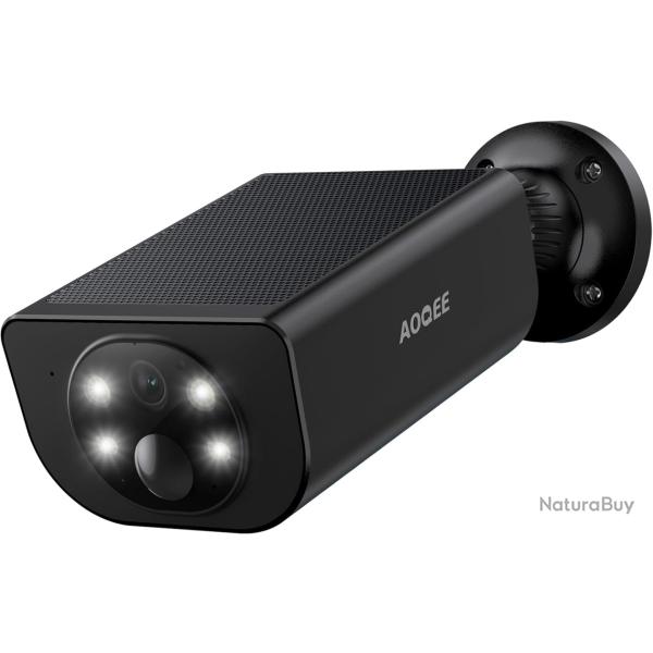 Cam�ra Surveillance Solaire WiFi 2K Vision Nocturne Couleur Angle100� �tanche D�tection PIR Noir