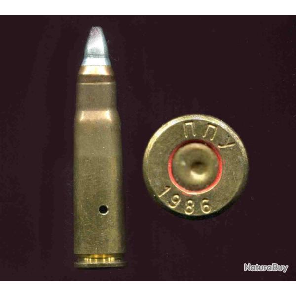 7.62 x 39 AK47 Kalashnikov - Tir r�duit balle cuivre pointe aluminim conique - marquage : nny 1986