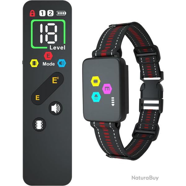 Collier Dressage Chien Rechargeable Port�e 3000m 3 Mode Bip Vibration Choc �lectrique �tanche  IPX67