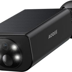 Cam&eacute;ra Surveillance Solaire WiFi 2K D&eacute;tection PIR Vision Nocturne Couleur Angle100&deg; &Eacute;tanche Noir
