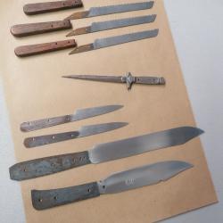 Lot lames forg&eacute;es couteaux thiers