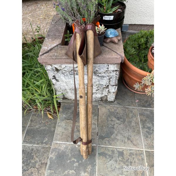 Si�ge de battue, chasse bois et cuir vintage