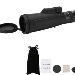 Monoculaire 6-16x50 HD Zoom Puissant Compatible Tr&eacute;pied Chasse Observation Oiseaux Randonn&eacute;e Noir