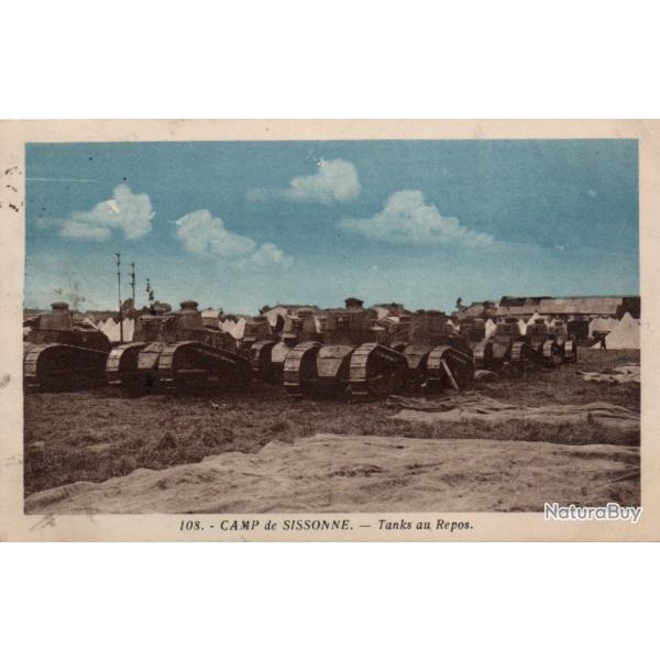 Carte Postale Ancienne - Camp de Sissonne - Chars au Repos- N�8589