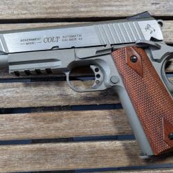 CYBERGUN/KWC Colt 1911 RailGun Stainless Silver CO2 GBB