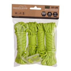 Kit de 4 Haubans Fluorescents 4mm x 4m avec Tendeurs R&eacute;glables - Visibilit&eacute; Nocturne