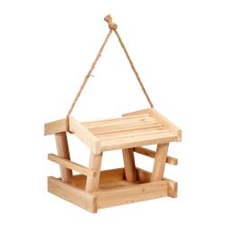 Mangeoire suspendue en bois de pin 19 cm pour oiseaux du jardin