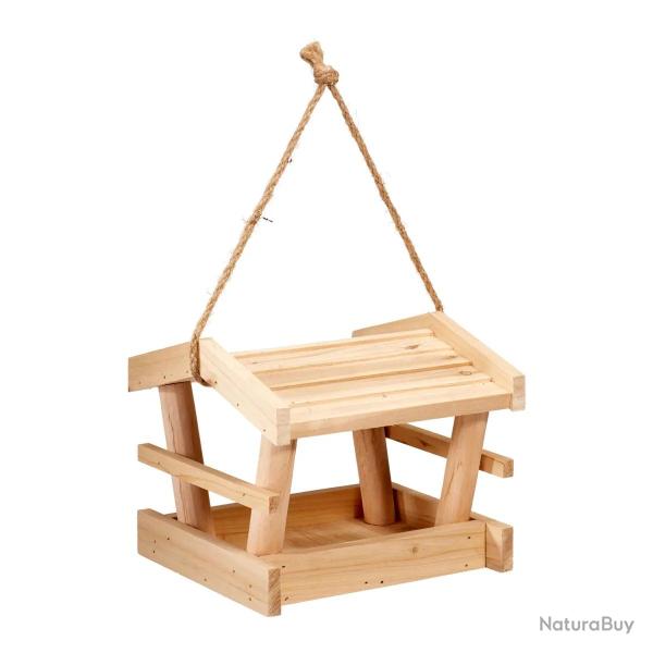 Mangeoire suspendue en bois de pin 19 cm pour oiseaux du jardin