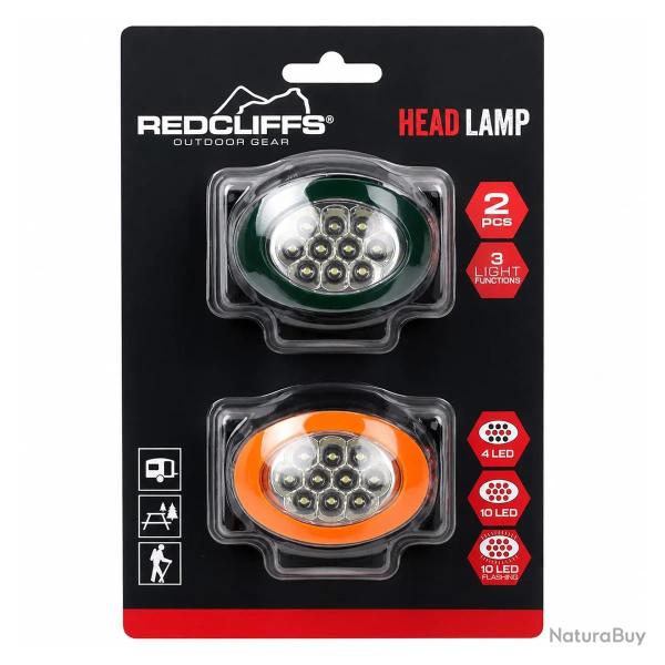 Lot de 2 Lampes Frontales REDCLIFFS - �clairage LED R�glable Jaune/Vert