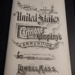 Rare - Catalogue des cartouches de 1891 de la La United States Cartridge Company - Cr&eacute;e en 1869