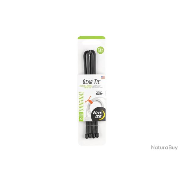 Nite Ize Gear Tie Reusable Rubber Twist Tie 12" 2pcs - Ref: GT12-01-2R3