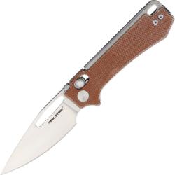 Couteau Pliant Real Steel Vis Crossbar Lock Lame 12C27 Satin Manche Micarta Naturel RS8051NM