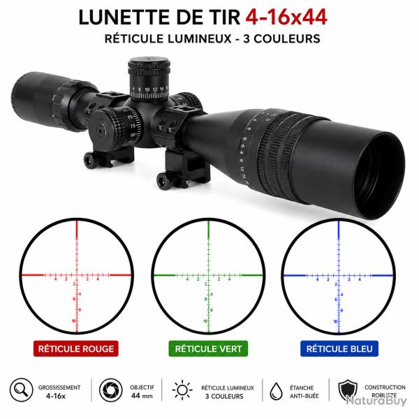 Lunette de tir � zoom 4-16x44 - 3 r�ticules lumineux