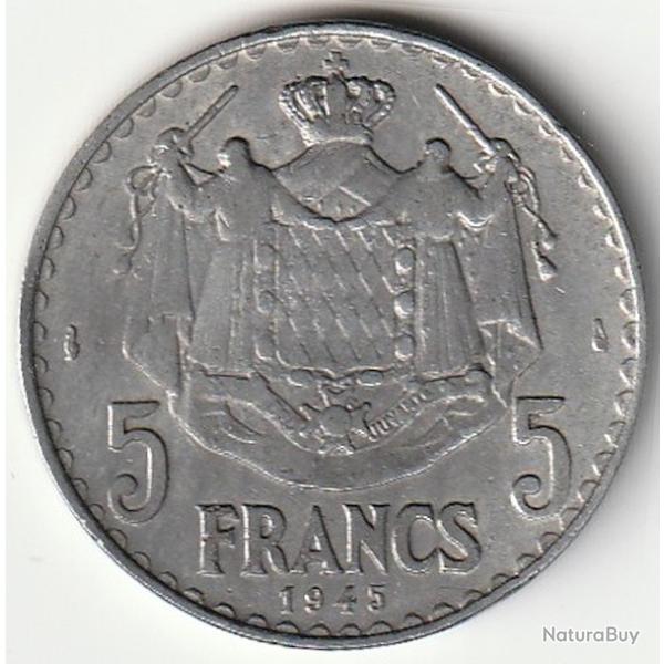 Pi�ce de Monnaie MONACO - PRINCIPAUT� DE MONACO -5 Francs - Louis II 1945