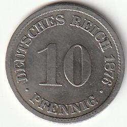 Pi&egrave;ce de Monnaie Allemagne  10 pfennig - Wilhelm I type 1 - petit aigle 1876 D