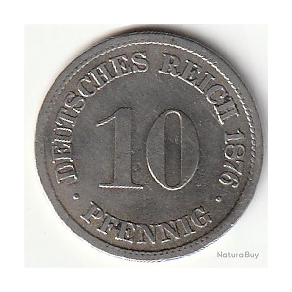 Pi�ce de Monnaie Allemagne  10 pfennig - Wilhelm I type 1 - petit aigle 1876 D
