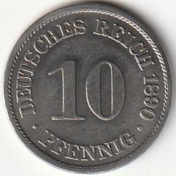 Pi&egrave;ce de Monnaie Allemagne  10 pfennig - Wilhelm I type 2 - grand aigle 1890 A