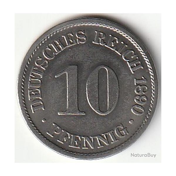 Pi�ce de Monnaie Allemagne  10 pfennig - Wilhelm I type 2 - grand aigle 1890 A