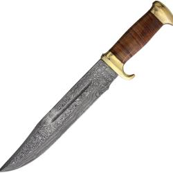 Couteau Marble's Bowie Lame damas manche cuir et laiton d&eacute;class&eacute;