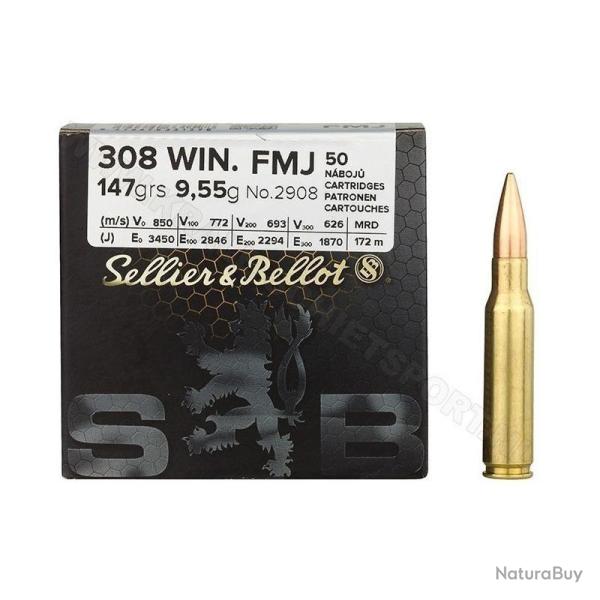 MUNITION SELLIER & BELLOT 308W 180G FMJ