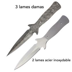 Lot de 5 lames &agrave; monter acier damas et inoxydable