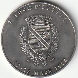 PIECE DE MONNAIE FRANCE 1 EURO D'EVREUX 1996 25eme Anniversairede L' Amicale Numismatique  Qualit&eacute;