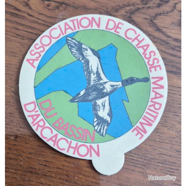 Autocollant chasse vintage,  association gibier d'eau , arcachon ,  mod�le vitre