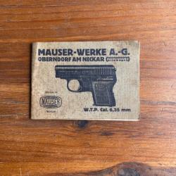 Notice d'origine pistolet MAUSER W.T.P 6,35