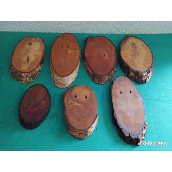 LOT DE 7 ECUSSONS BOIS TROPHEE CHASSE CHEVREUIL CHAMOIS TAXIDERMIE
