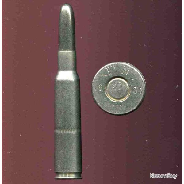 7 x 57 Mauser Espagnol Mle 1893 - cartouche de manipulation nickel�e - marquage : FN 19 33 T