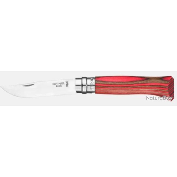Couteau pliant OPINEL bouleau lamelle rouge n�8