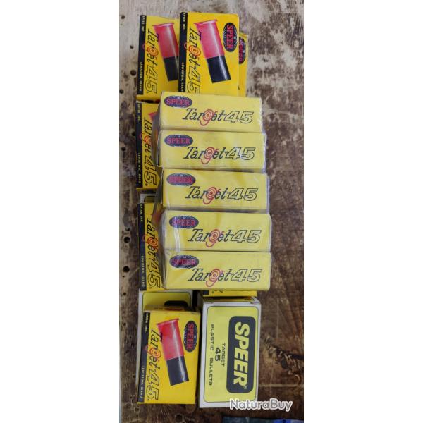 LOT DE 22 BO�TES DE BALLES EN PLASTIQUE CALIBRE 45