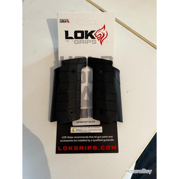 Plaquettes Lokgrip Gridlock Alu noires pour Walther PDP Steel Frame Full Size
