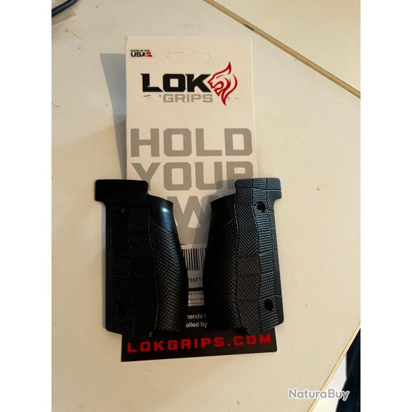 Plaquettes Lokgrip Gridlock Alu noires Palmswell pour Walther PDP Steel Frame Full Size