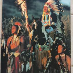 Poster guerriers indiens avec coiffes plumes