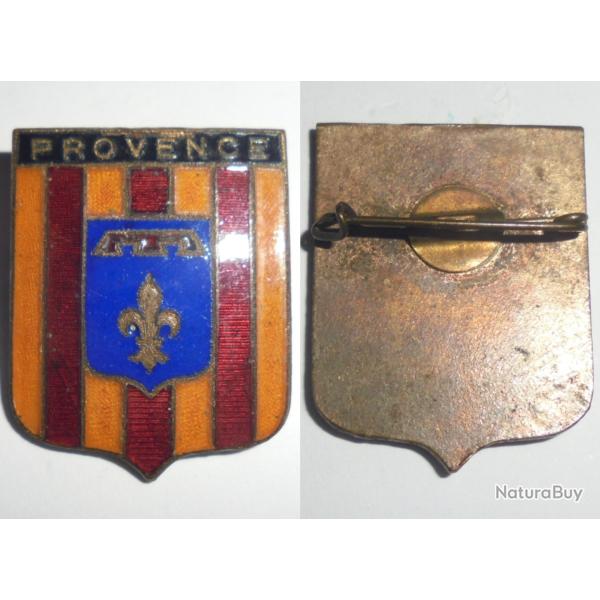 VINTAGE INSIGNE BROCHE EPINGLETTE BLASON PROVENCE SANG et OR FLEUR de LYS - DRAPEAU PROVENCAL