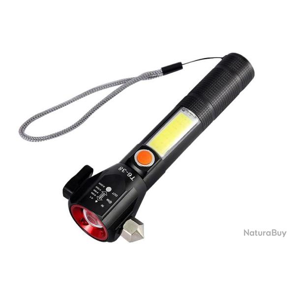 Lampe de poche rechargeable avec brise vitre 300 Lumens