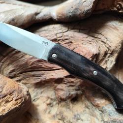 Couteau pliant cran forc&eacute; Mickael Moing corne de b&eacute;lier.