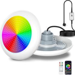 Projecteur Piscine LED 25W avec Filetage 2", 12V RGB Spot pour Piscines Hors-Sol Acier, Contr&ocirc;le APP