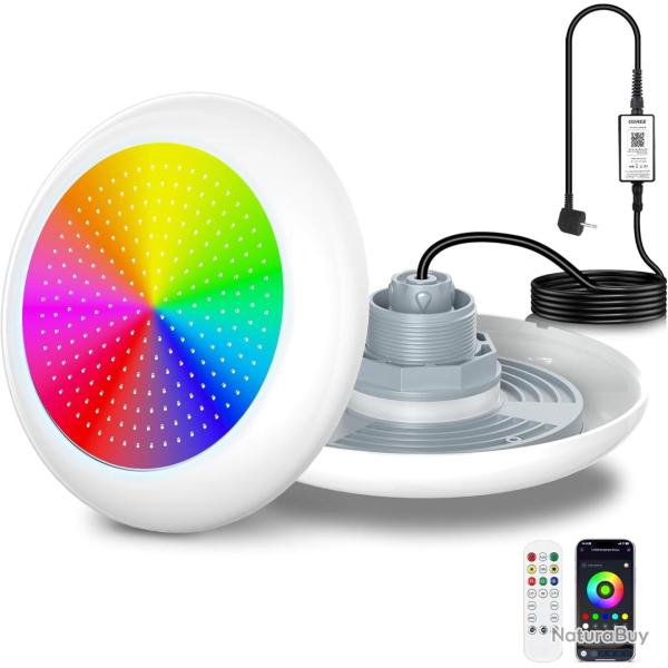 Projecteur Piscine LED 25W avec Filetage 2", 12V RGB Spot pour Piscines Hors-Sol Acier, Contr�le APP