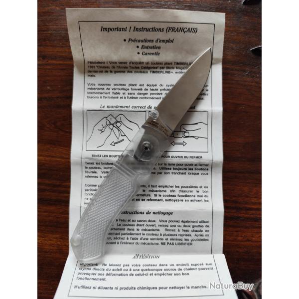 Rare Couteau pliant Timberlite / timberline mod�le expo revendeur 1991 polycarbonate